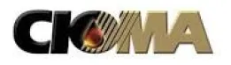 Logo with the text "CIOMA," featuring a stylized drop of oil within the letter "O.