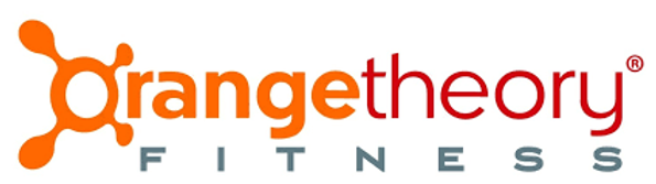 Orangetheory Fitness logo with orange molecule graphic and bold orange and red text on a white background.