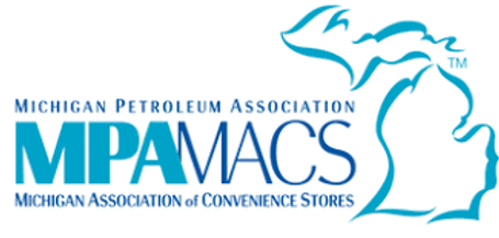 Logo for Michigan Petroleum Association and Michigan Association of Convenience Stores with Michigan outline.