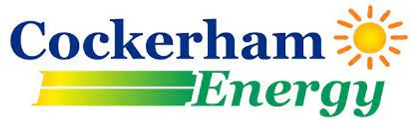 Cockerham Energy logo with a sun and green-yellow gradient lines representing clean energy.