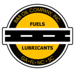 B&B Oil Company, Inc. logo with a road graphic, mentioning fuels, lubricants, and states GA, FL, NC, SC.